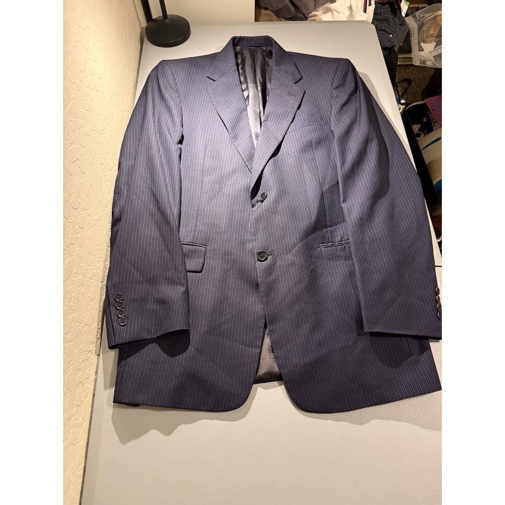 Loro Piana Fabric Men's Navy Pinstripe Blazer‎ Sport Coat 40L Wool Cremieux